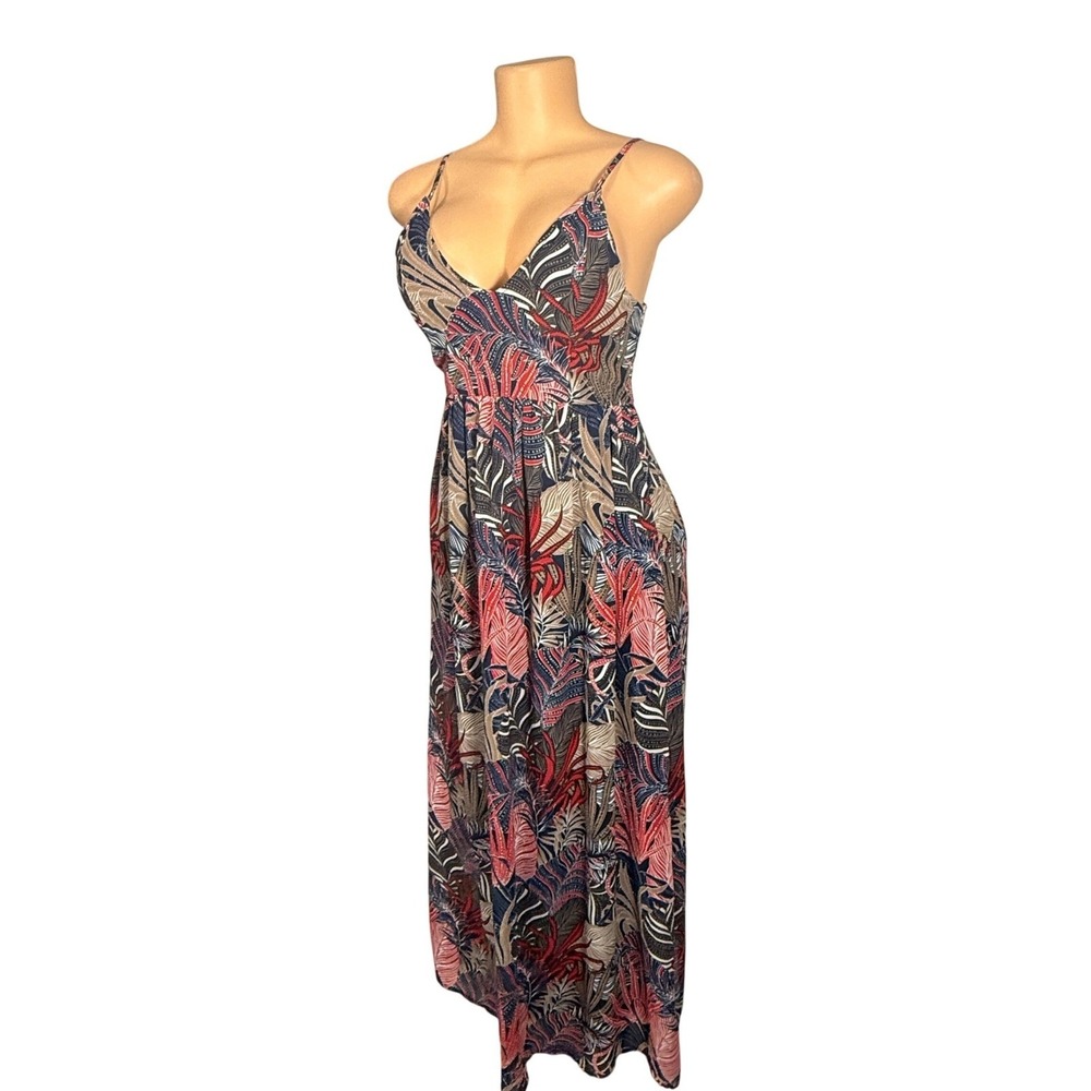 Japna Tropical Print Maxi Dress V-Neck with Adjustable Straps.‎ Size XS